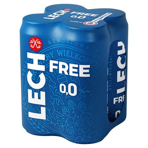 Piwo bezalkoholowe pasteryzowane alk.0.0% obj. Lech 4 x 500 ml