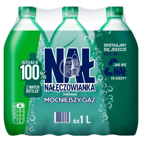 Woda mineralna mocniejszy gaz Nałęczowianka 6 x 1 l